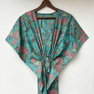 Vestido Kaftan Casual de Verano sin Mangas con Estampado Floral Tropical Digital, de Algodón, para Mujer, Islas del Pacífico Asiático - Product Image 1