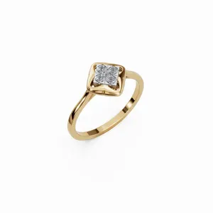 Anillo de Lujo con Cinco Diamantes Redondos Cultivados en Laboratorio, Certificado IGI, Estilo Hip Hop para Mujer, en Oro Amarillo de 18K, para Exportación al Por Mayor - Product Image 5