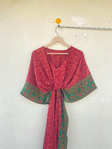 Indian Vintage Reciclado Seda Sari Hecho a mano Kaftan Beach Wear Seda kaftan - Product Image 3