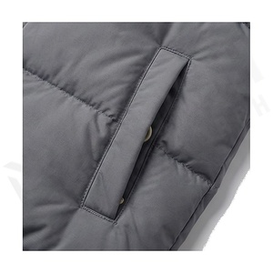 Hooded Quilted Waterproof <b>Bubble</b> Jacket Black Full Sleeve Winter Windproof Cotton Shell Knitted Fabric Polyester Filling Stand - Product Image 6