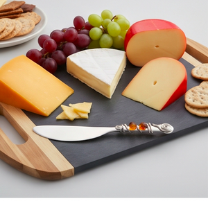 Couteau à fromage en acier inoxydable avec manche en fil de perles ambrées, épandeur en spirale pour usage en cuisine - Product Image 4