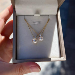 18K <b>Gold</b> Queen Aurora <b>Necklace</b> with Sea Water Akoya <b>Pearl</b> Pendant Versatile Classic Style Round Heavenly Maiden <b>Necklace</b> - Product Image 1