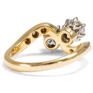 Lab Grown Diamond <b>Two</b> <b>Stone</b> Bypass Twist Pave <b>Ring</b> Solid 14K <b>Two</b> Tone Gold IGI Certified Wedding VVS VS SI D G Fine Luxury - Product Image 2