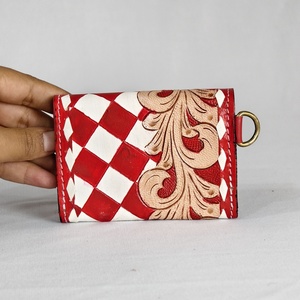 Portefeuille court unisexe en cuir véritable fait main, anti-vol, à motif floral, avec fermeture à pression, multi-usages, parmi les plus vendus - Product Image 3