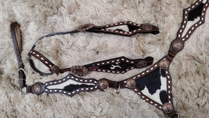 Juego de tachuelas de caballo de cuero de vaca estilo gladiador Placa de pecho de cabeza cuero genuino ligero artículos de equitación de temporada - Product Image 2