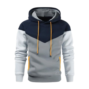 Sudadera con Capucha Color Block Verde Oliva, Blanco y Negro para Hombre, Estilo Urbano, Casual, Resistente al Viento, Transpirable, de Poliéster/Algodón - Product Image 5