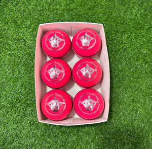 Premium Grade <b>Red</b> And Pink Royal Crown Ball For Professional Plyaers Leather Top Quality Cricket Ball <b>Hot</b> Sale Leather Ball - Product Image 1
