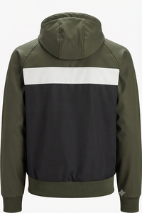 OEM Custom Color Block Windproof <b>Jacket</b> <b>Zip</b> <b>Up</b> Nylon Outerwear Hooded Sports Coat for Men - Product Image 3