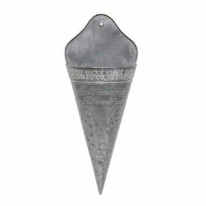 Juego de 2 macetas colgantes de pared rústicas de metal galvanizado, grandes y pequeñas, con asas de madera, cestas de hierro para decoración de pared estilo granja - Product Image 5