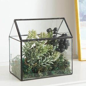 Elegant geometric glass terrarium with metal <b>stand</b> display plant container - Product Image 2