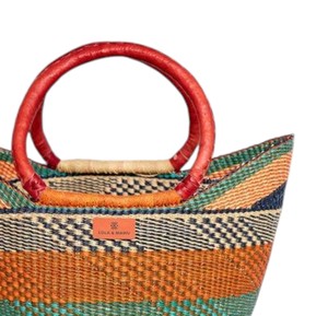 Earth Tone Seagrass Handbags Red <b>Leather</b> Handle <b>Woven</b> Straw Tote <b>Bag</b> Fashion Women Summer Beach Purse OEM ODM - Product Image 3