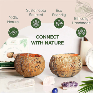Portavelas de té de cáscara de coco respetuoso con el medio ambiente, decoración moderna personalizada para el hogar, cuencos de categoría de características sostenibles - Product Image 2
