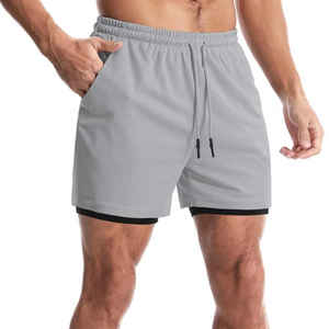 Shorts de course d'été pour hommes – Décontractés, pour le jogging et le sport, couleur unie, avec cordon de serrage, coupe ample, séchage rapide, pour la gym - Product Image 1