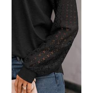 2025 2025 automne mode femmes hauts col en v Blouses avec dentelle à manches longues décontracté affaires tenues taille XL - Product Image 5