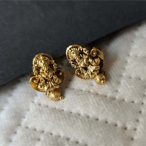 Lakshmi Vintage 14K Gold Plated Stud Earrings with Pearl and Diamond Accents - Product Image 2