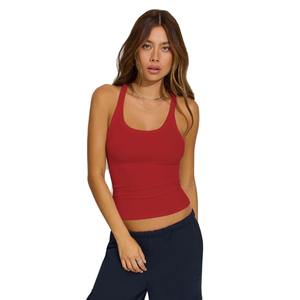 Camiseta deportiva de algodón y spandex para mujer, transpirable, para gimnasio, de secado rápido, sin mangas, para fitness, al por mayor. - Product Image 1