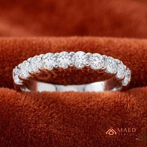 925 Sterling <b>Silver</b> Round Moissanite <b>Eternity</b> <b>Ring</b> Lab Grown Diamond Wedding Band Fine Jewelry for Women - Product Image 1