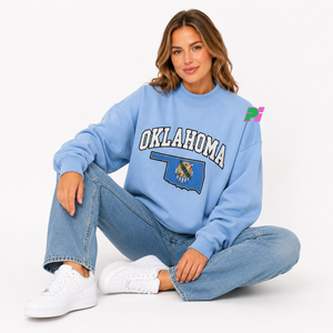 Sudadera Oversize con Cuello Alto y Letras Aplicadas con Diseño Personalizado de Mapa de OKLAHOMA - 100% Algodón, Estilo Urbano, Ecológica - Product Image 5