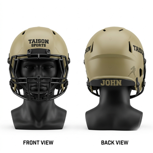 Premium <b>ABS</b> Polycarbonate American Football Mask Helmet 320 GSM Matte Gold Custom Heat Transfer Logo - Product Image 1