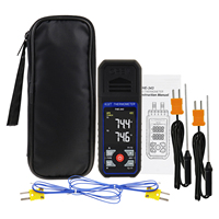 Thermomètre à double canal compatible avec les sondes K/J/T |   Comprend des capteurs de type K filaires et en acier inoxydable pour l'industrie et le laboratoire (OEM)
