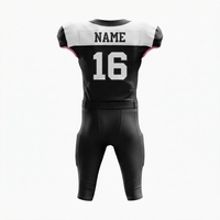 Ensemble de maillot de football américain noir pour homme, manches courtes, respirant, ajusté, en mesh, uniforme adulte, toutes saisons
