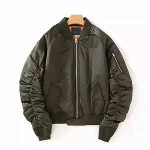 Chaqueta Bomber para Hombre, Color Sólido, Nailon, Resistente al Viento, Cierre de Cremallera, Estilo Casual para Otoño, Corte Regular, Cuello Camisero, Forro de Poliéster - Product Image 6
