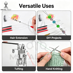 Colored Grip Micro Rings Silicone Bands Hair Extensions Loop <b>Threader</b> Pulling Hook Wire <b>Needle</b> Set Salon Equipment Supplier - Product Image 5