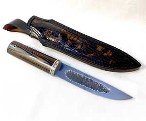 Hunting Knife With Wood Handle Drop Point Blade Carbon Steel Straight Edge <b>Leather</b> Sheath Outdoor Survival <b>Tool</b> - Product Image 5