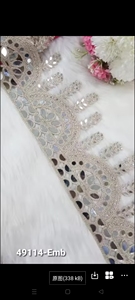 Mirror Embroidered Voile <b>Lace</b> with Mirrors for Sarees Lehengas Dresses Shoes-Eco-Friendly Vintage Handmade Craft Supplies - Product Image 2