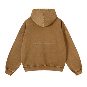 Sudadera con Capucha Lisa Desgastada con Lavado Ácido para Hombre, con Logotipo Bordado, 100% Algodón, Sudadera con Capucha y Hombros Caídos para Hombre - Product Image 2