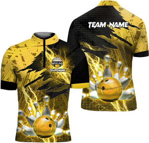 Maillots de bowling personnalisés imprimés sur mesure, col zippé, respirants, écologiques, sublimation, extensibles dans quatre sens, séchage rapide - Product Image 5