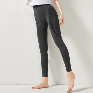 Leggings de yoga taille haute couleur unie sans couture pour femme, longueur intégrale, en Spandex et Nylon, avec taille élastique, pour le sport - Product Image 6