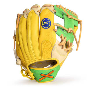 Gant de baseball jaune avec accents verts, motif banane, en coton/polyester/spandex, compatible écran tactile, détection par aiguille, utilisation quatre saisons - Product Image 4