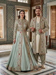 Tissu en satin de soie brodé à motifs floraux pour robe, veste, abaya, kaftan, burqa, vêtements de mariée et de mariages, veste pour enfants. - Product Image 2