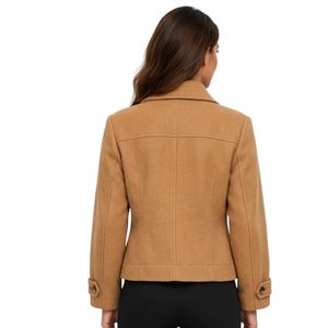 Blazer de lana para mujer, corte regular, tejido, con cuello de solapa, manga larga, doble botonadura, grueso, para invierno - Product Image 2