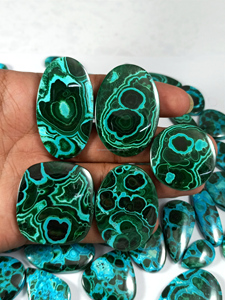 Lot de cabochons en chrysocolle et malachite naturelle Radha Arts, pierres précieuses polies en vrac pour la fabrication de bijoux - Product Image 5
