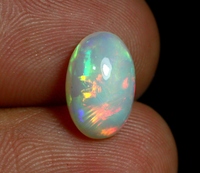 Natürlicher Weißer Äthiopischer Welo Opal Ovaler Schliff Seltener Regenbogen-Feuer Premium-Edelstein für Schmuckherstellung