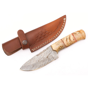 Couteau à dépecer Burraq artisanal en acier Damas de 9 pouces avec une belle poignée et un étui en cuir, parfait pour les activités de plein air et les cadeaux - Product Image 6