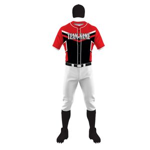 Ensemble de maillot de baseball pour homme rouge et noir, haut à manches courtes avec pantalon de baseball blanc, uniforme d'équipe sportive, tenue de jeu athlétique - Product Image 2