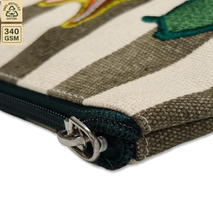 Pochette cosmétique en toile rayée brodée avec logo personnalisé, fermeture éclair, sac de maquillage de voyage, vente en gros, OEM, étiquette privée, sac cadeau promotionnel - Product Image 2