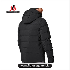 Unisex Winter Windproof Hooded Puffer <b>Jacket</b> with Down Filled Polyester/Cotton Blend Two Front Pockets <b>Packable</b> Design - Product Image 2