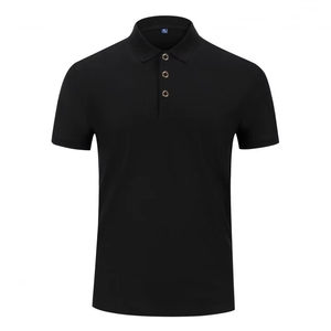 <b>Men's</b> <b>Black</b> Short Sleeve Cotton <b>Polo</b> Shirt Regular Fit Solid Color Casual Knitted Pique Breathable Design - Product Image 5