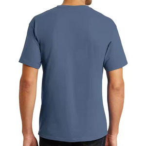 Camiseta unisex personalizada con logotipo OEM, 100% algodón, 210 g/m², tejido peinado, básica, lisa, disponible en colores negro, blanco y azul, camisetas para hombre. - Product Image 4