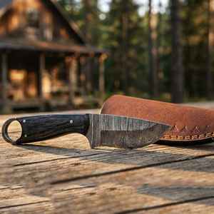 Couteau à lame fixe en acier Damas de haute qualité pour le camping en plein air, couteaux droits OEM, outil de survie en milieu sauvage, pointe tombante droite - Product Image 5