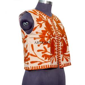 Chaleco estilo vintage para mujer con estampado floral, cuello redondo, tela Cotrise, informal, para todas las estaciones, sin mangas. - Product Image 2