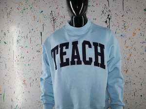 Sudadera TEACH SKY BLUE con cuello alto, 100% azul marino, con apliques bordados, cuello ancho, CLUSH SPORTS - Product Image 2