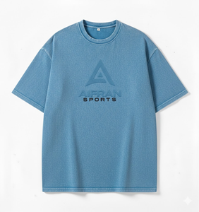 T-shirt Homme Vintage Oversize Lavé AIFRAN 100% Coton Épais Rétro Délavé à l'Acide Écologique Streetwear Vente en Gros - Product Image 4