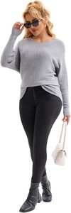 Suéter de Punto Extra Grande Negro para Mujer con Diseño de Puntos con Lentejuelas, Hombros Caídos, Manga Larga, Cuello Redondo, Top de Invierno - Product Image 4