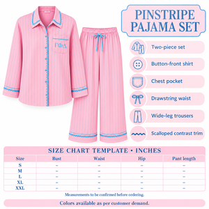 Ensemble de pyjama rayé pour femmes Gamma Phi Delta, pyjama à manches longues boutonné sur le devant, pyjama de détente avec bordure contrastée et pantalon à cordon de serrage - Product Image 6