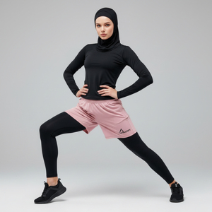 Athletify Muslim Modest <b>Islamic</b> Women's Compression 2 in 1 Shorts Breathable Quick Dry Plus Size + Loose Fit for Yoga Fitness - Product Image 1